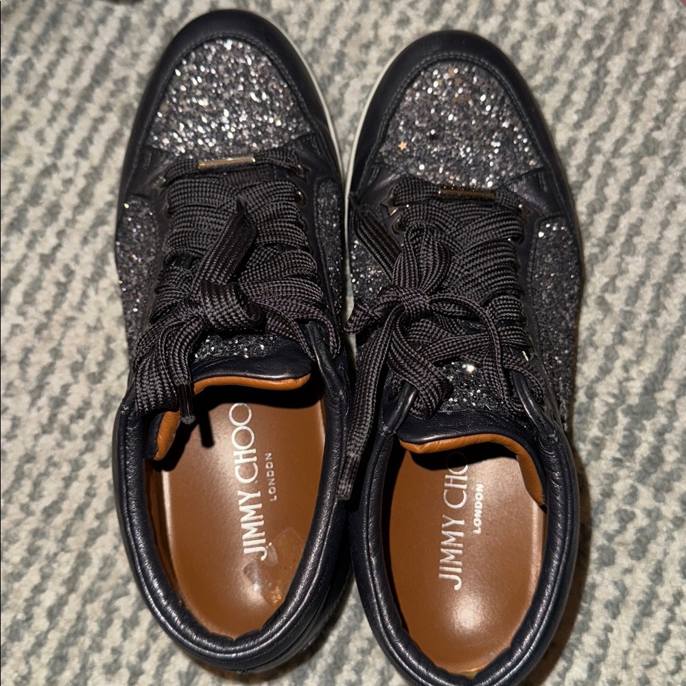 Authentic Jimmy Choo Sparkling Black Sneakers